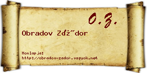 Obradov Zádor névjegykártya
